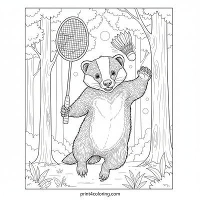 Badger's Badminton Blast-Off! - free printable coloring page