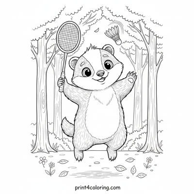 Badger's Badminton Bash: Forest Leap! - free printable coloring page