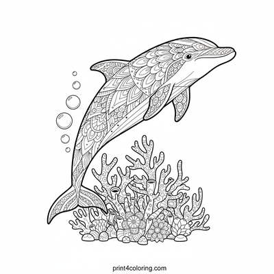 Dynamic Dolphin's Ocean Leap - free printable coloring page