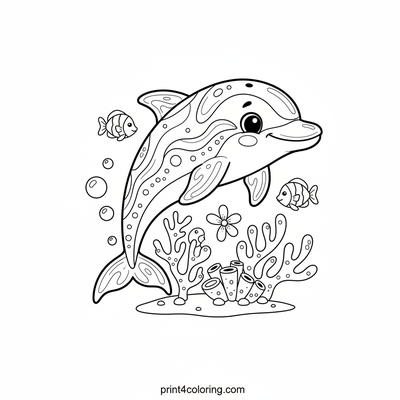Dynamic Dolphin's Ocean Leap: Coral Reef Adventure - free printable coloring page