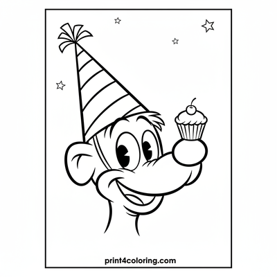 Eugene's Goofy Party Hat Adventure - free printable coloring page