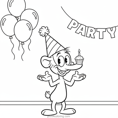 Eugene's Goofy Party Bash - free printable coloring page