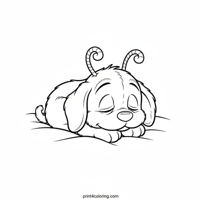 Eugene's Dreamy Puppy Nap - free printable coloring page