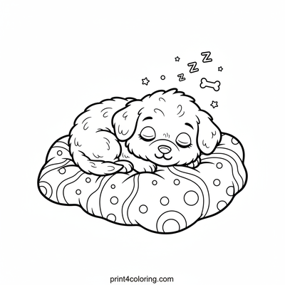 Eugene the Puppy's Sweetest Dreams - free printable coloring page