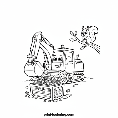 Mighty Excavator's Treasure Discovery - free printable coloring page