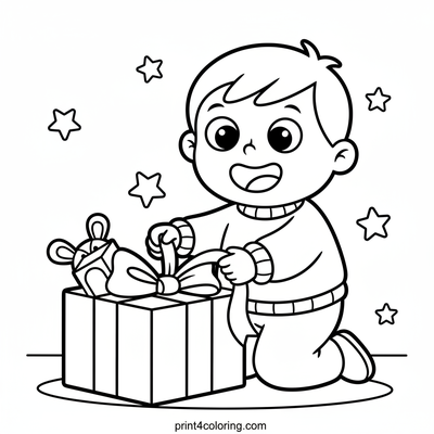 Christmas Morning Surprise - free printable coloring page