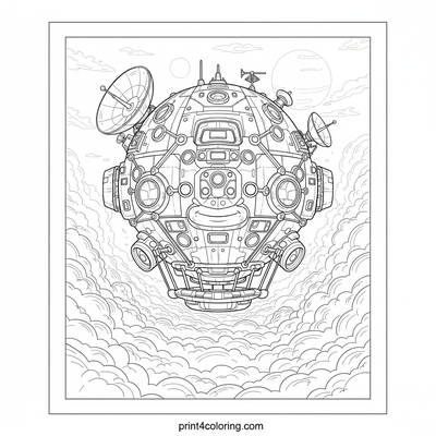 Venusian Cloud Navigator: An Airship's Epic Journey - free printable coloring page