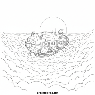Venusian Cloud Navigator - free printable coloring page