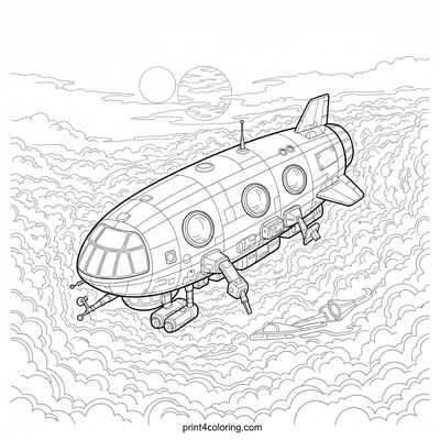 Venusian Airship Adventure - free printable coloring page