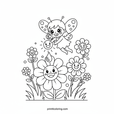 Sparklewing Fairy's Glowing Garden - free printable coloring page