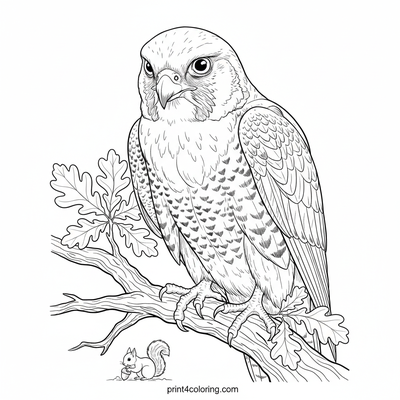 Majestic Falcon's Forest Watch - free printable coloring page