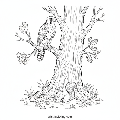 Regal Falcon's Forest Watch - free printable coloring page