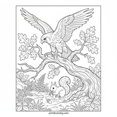Regal Falcon's Forest Watch - free printable coloring page