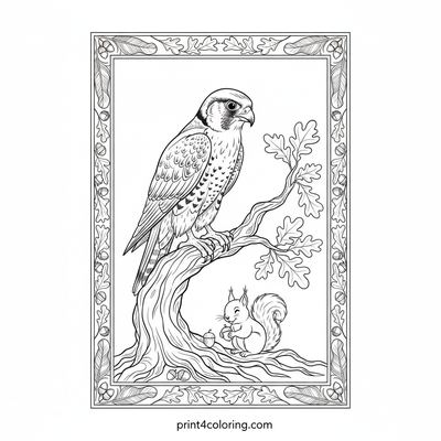 Regal Falcon's Forest Watch - free printable coloring page