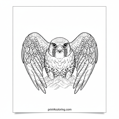 Majestic Peregrine Falcon: Mountain Flight - free printable coloring page