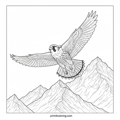 Majestic Peregrine Falcon Soaring High - free printable coloring page