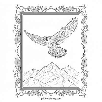 Majestic Mountain Falcon's Flight - free printable coloring page