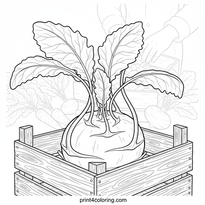 Kohlrabi Harvest at the Farmer's Market - free printable coloring page