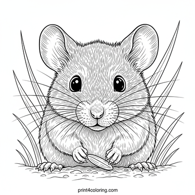 Tiny Harvester: Field Mouse's Rice Grain Treasure - free printable coloring page
