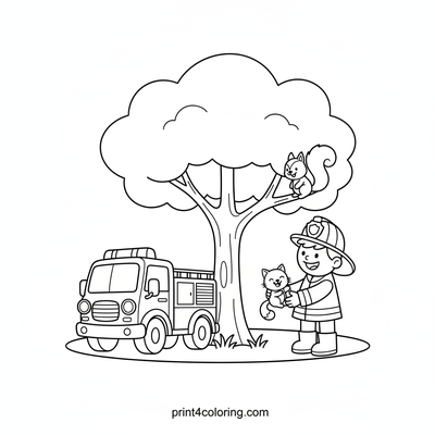 Park Hero: Firefighter Kitten Rescue - free printable coloring page