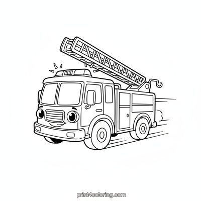 Heroic Fire Truck Rescue Rush - free printable coloring page