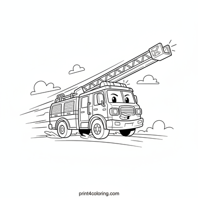 Blazing Fast Fire Truck Rescue - free printable coloring page