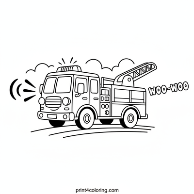 Blazing Fast Fire Truck Adventure - free printable coloring page