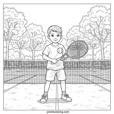 Little Ace's First Serve - free printable coloring page