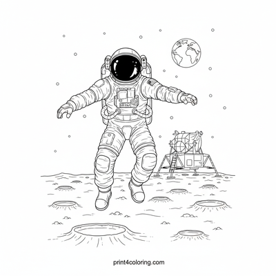 Giant Leap: First Steps on the Moon - free printable coloring page