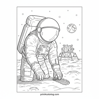 Lunar Pioneer's Giant Leap - free printable coloring page