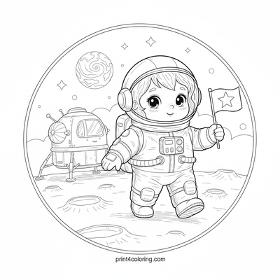 Cozy Moonwalk Adventure - free printable coloring page