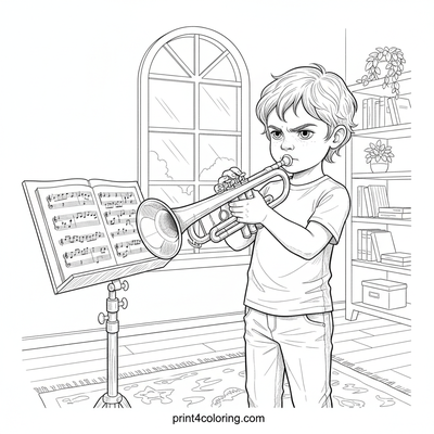 My First Trumpet Serenade - free printable coloring page