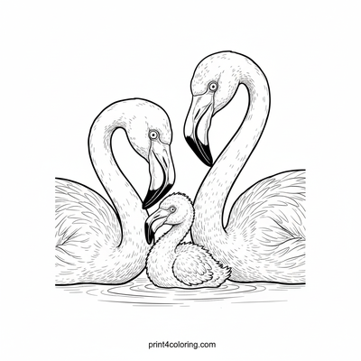 Graceful Flamingo Family Portrait - free printable coloring page