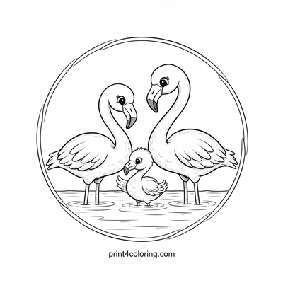 Flamingo Family's Gentle Shallows