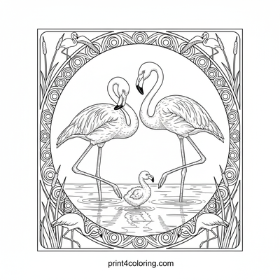 Flamingo Family Serenity in Shallows