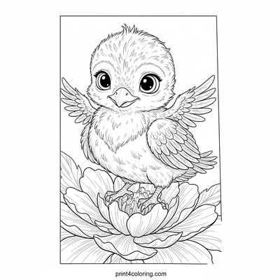 Fledgling Phoenix's Radiant Blossom Perch - free printable coloring page