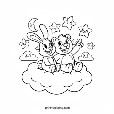 Floppy and Bingo's Dreamy Cloud Ride - free printable coloring page