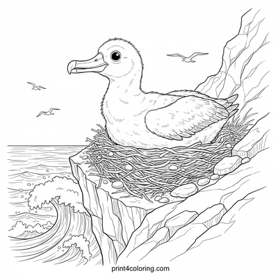 Curious Albatross Chick's Cliffside Gaze - free printable coloring page