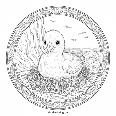 Curious Albatross Chick's Cliffside Gaze - free printable coloring page