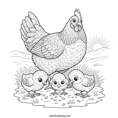 Fluffy Chicks' Great Discovery - free printable coloring page