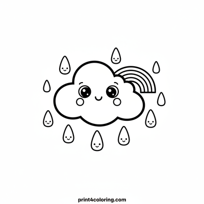 Happy Cloud's Tiny Rainbow Surprise - free printable coloring page