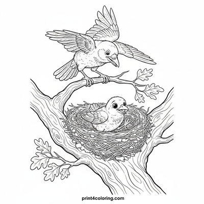 Fledgling's First Peek - free printable coloring page