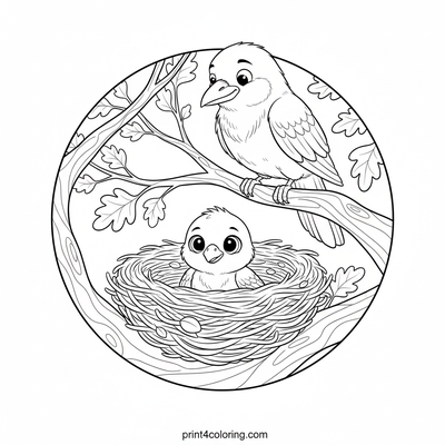 A Fledgling's First Peek - free printable coloring page