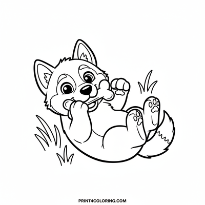Playful Husky Puppy Roll - free printable coloring page