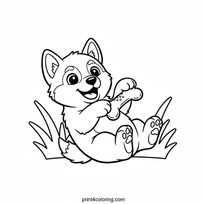 Playful Rolling Husky Puppy - free printable coloring page