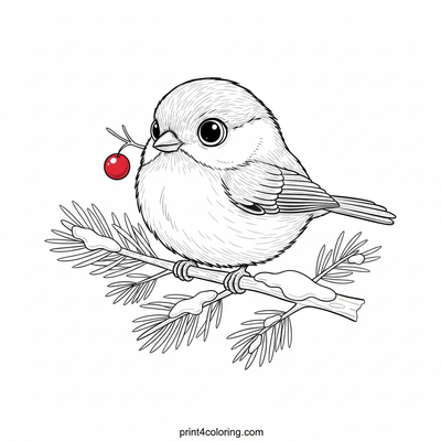 Cozy Chickadee's Winter Perch - free printable coloring page