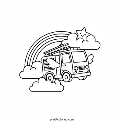 Rainbow Rescue Fire Truck - free printable coloring page