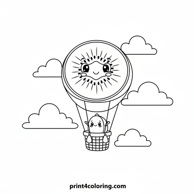 Kiwi's Sky-High Balloon Ride - free printable coloring page