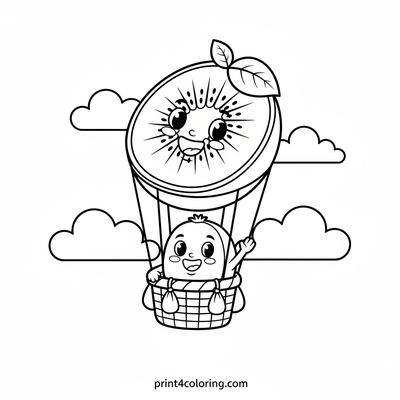 Kiwi's Delightful Hot Air Balloon Ride - free printable coloring page