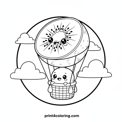 Kiwi's Cloud Adventure Balloon Ride - free printable coloring page